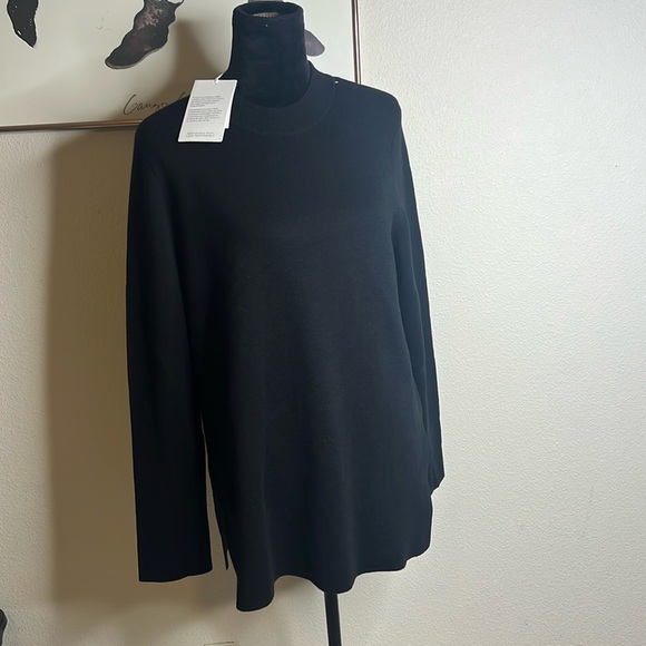 NWT Cos Womens Sweater Small Tunic black Wool blend mock neck Basic Minimalist - Picture 1 of 9